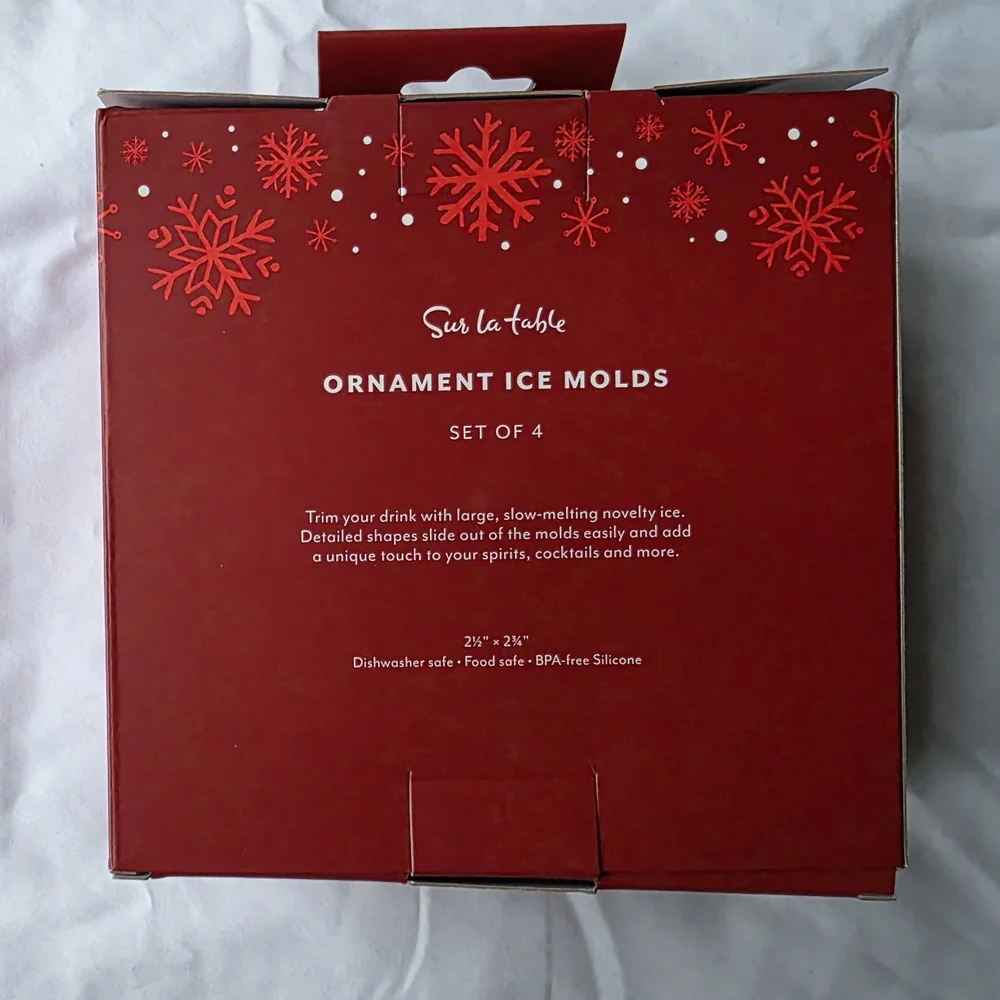 Sur La Table Red Ornament Ice Molds Set of 4
